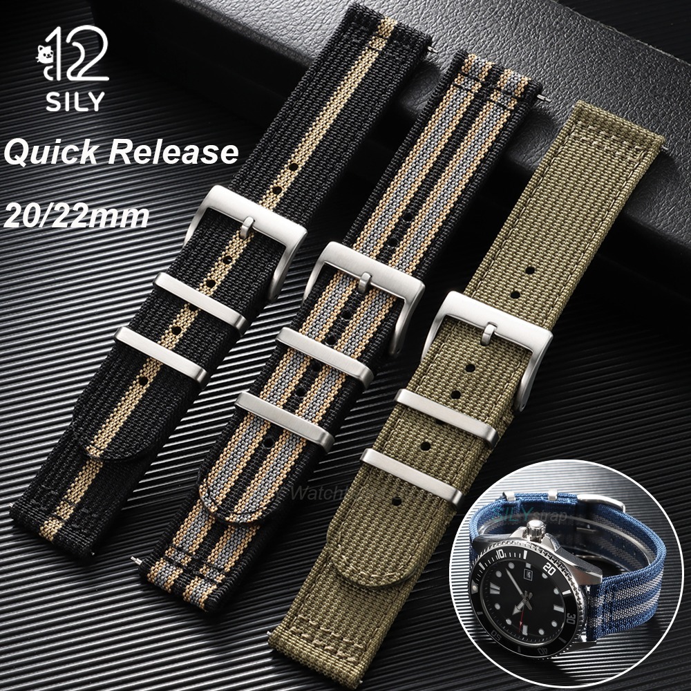 Canvas Strap Watch - 20/22mm Woven Canvas Fabric Wrist Watch
