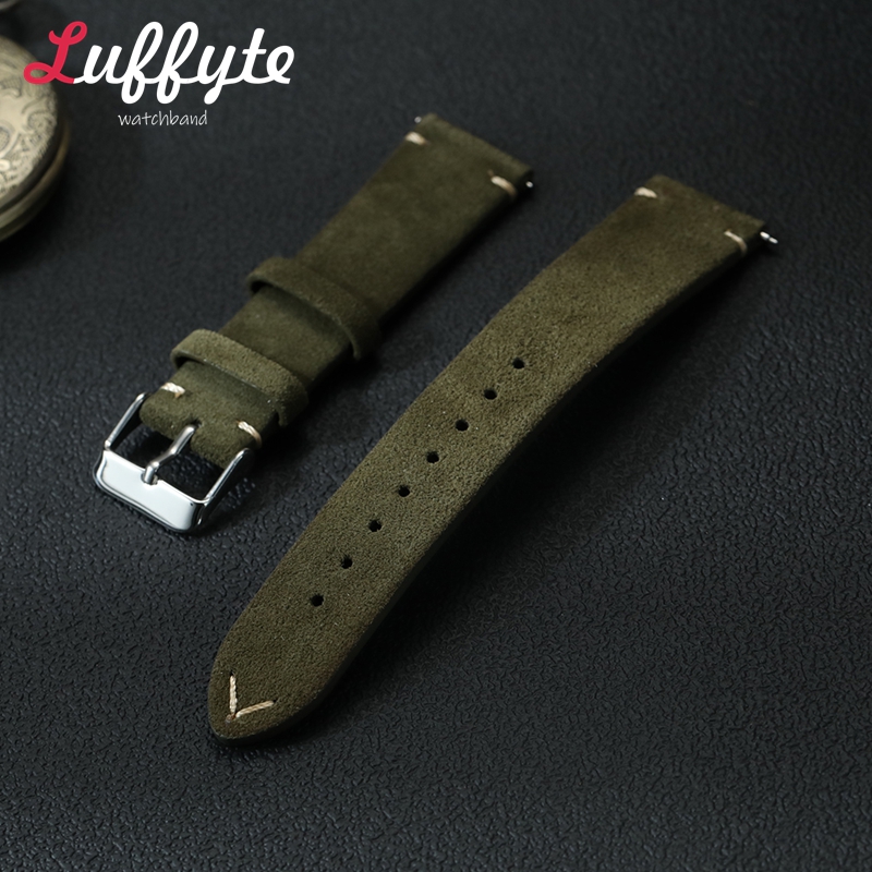 Suede Strap Watch - Vintage Suede Leather Watch Band 18mm