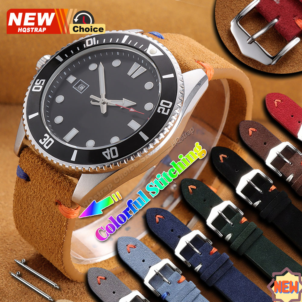 Suede Strap Watch - New Colorful Stitching Suede Strap 22mm