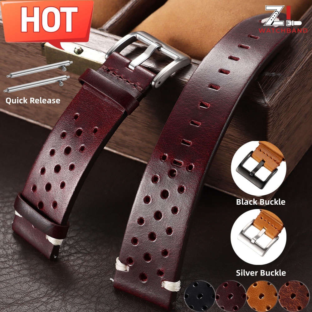 Leather Strap Quick Release - Cowhide Breathable Watchbands 20mm 22mm Oil