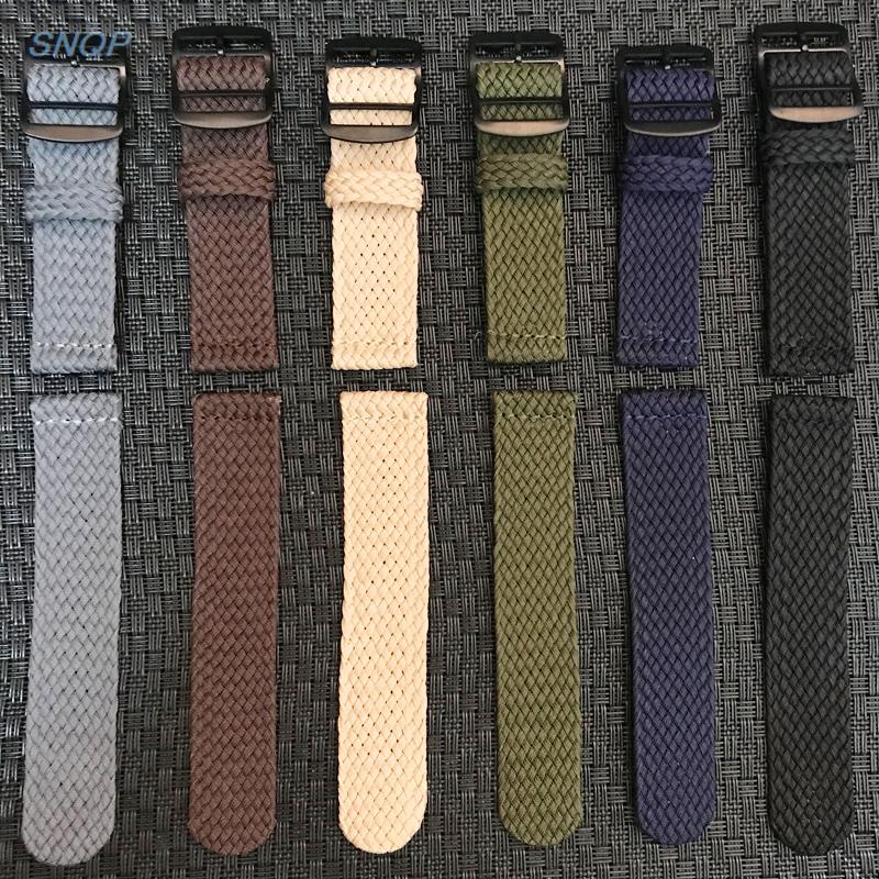 20mm 22mm Black Navy solid col - огляд і ціна Perlon Strap Woven