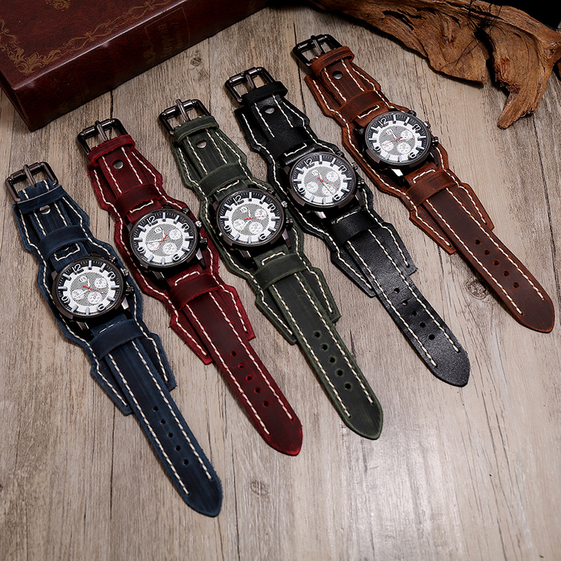 New Retro Mens Watches Genuine - огляд і ціна Leather Watch Band Men
