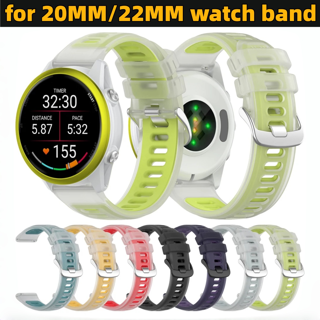 22mm 20mm Transparent Two-Tone - огляд і ціна Silicone Watch Band 22Mm