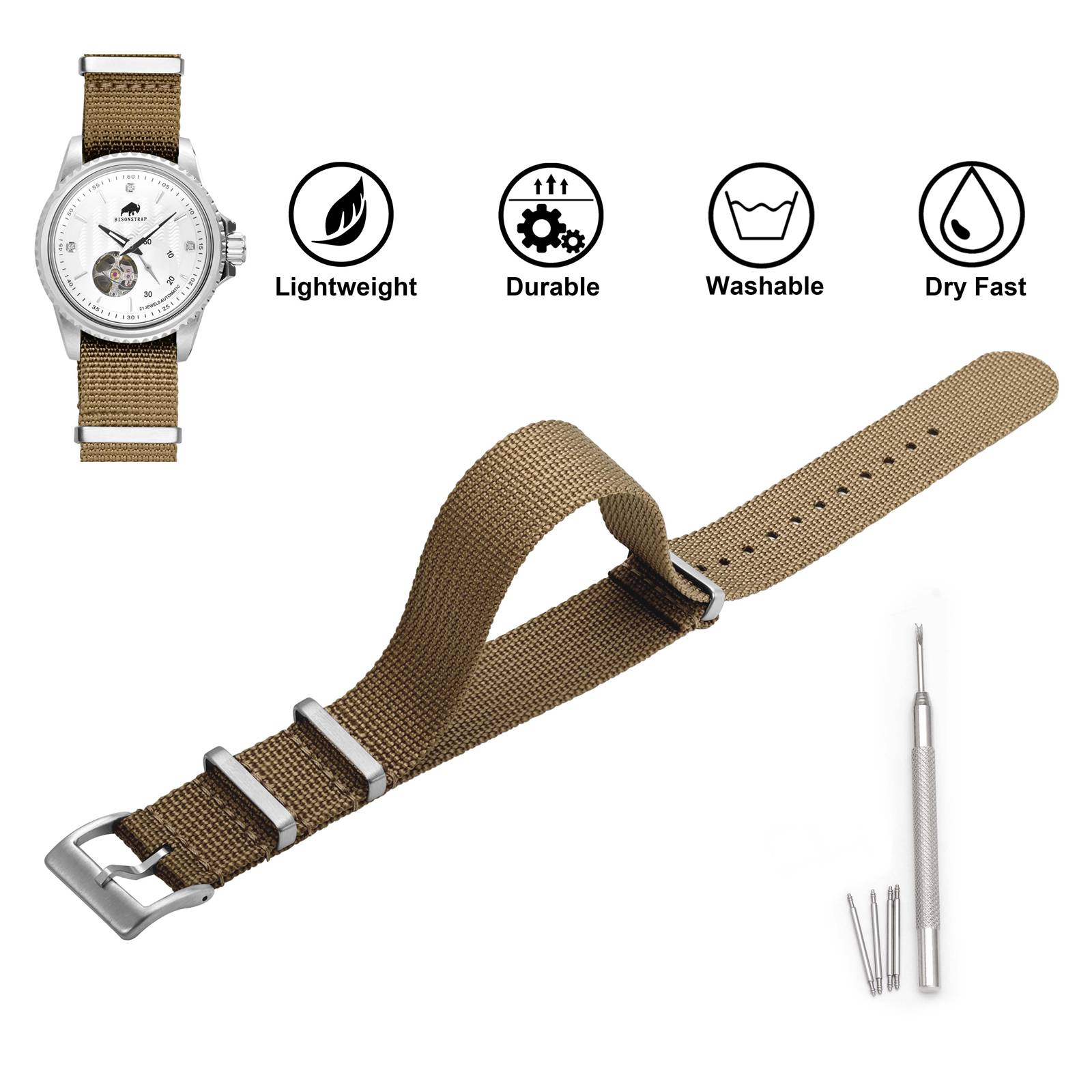 BISONSTRAP Men's Watch Strap 1 - огляд і ціна Nato Strap Nylon