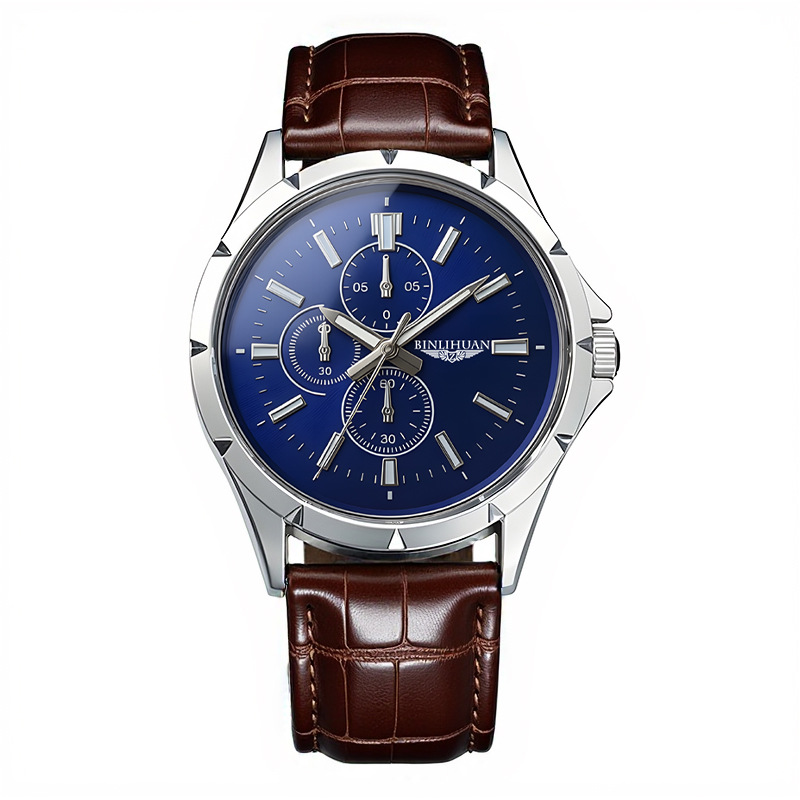 Men Chronograph Quartz Watch,  - огляд і ціна Leather Watch Band Men