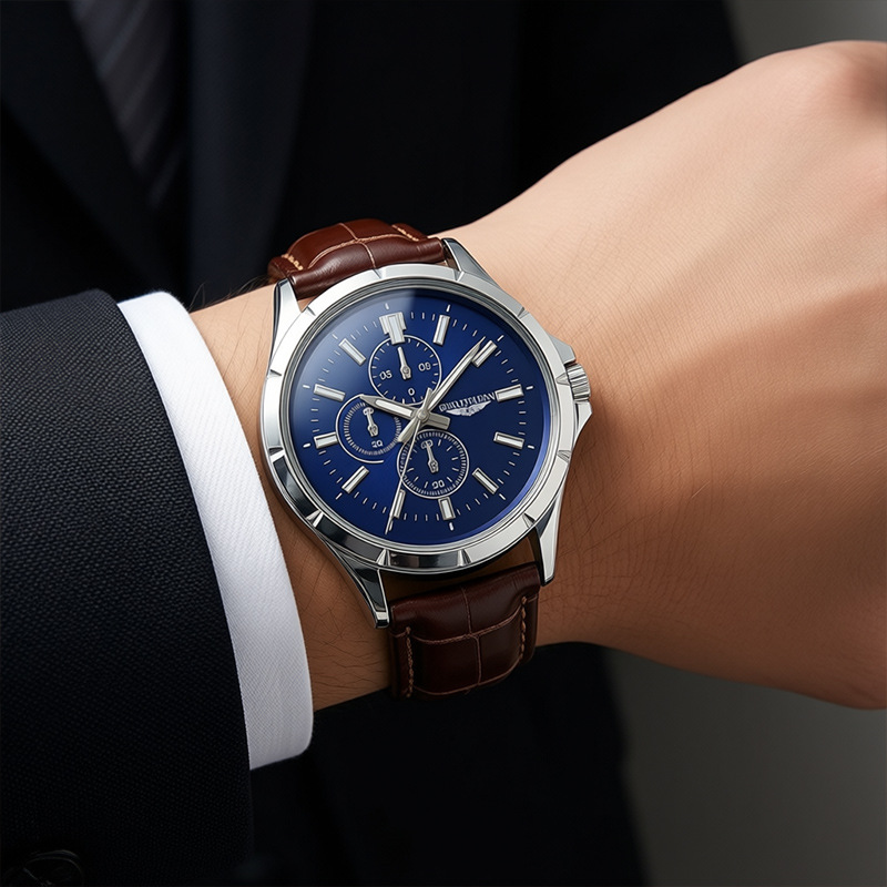 Men Chronograph Quartz Watch,  - огляд і ціна Leather Watch Band Men