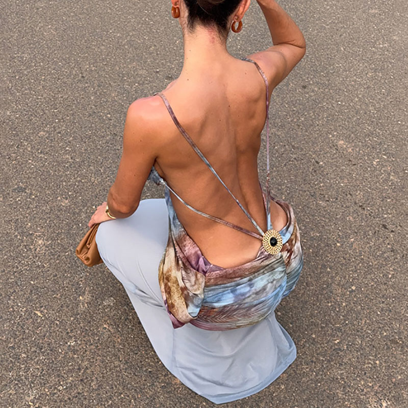 Sexy V-neck Sleeveless Spaghet - огляд і ціна Mesh Strap Metal
