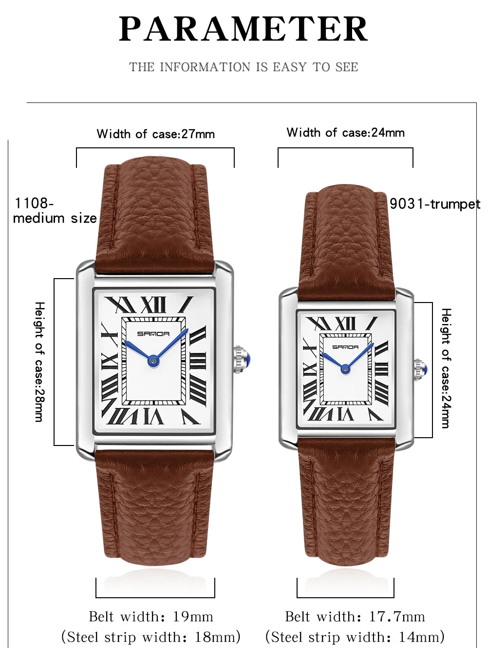 Sanda Rectangular Wrist Watche - огляд і ціна Leather Watch Band Men