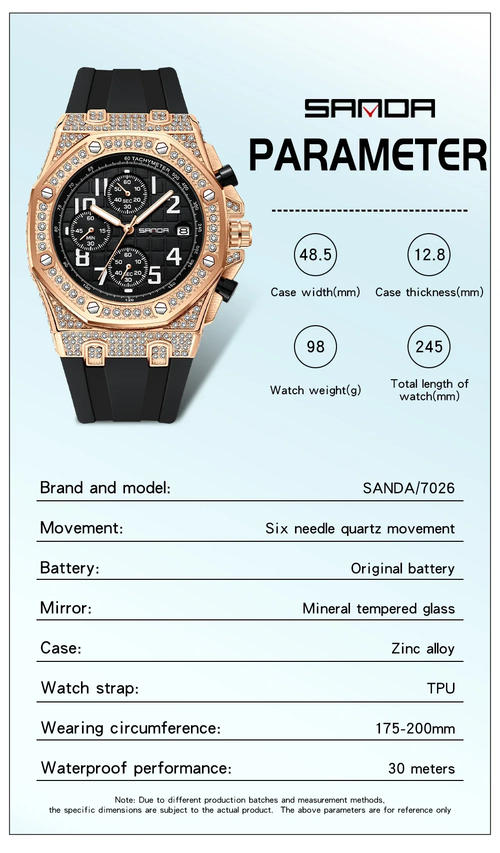 SANDA 7026 Men's Quartz Watch  - огляд і ціна Rubber Strap Diver