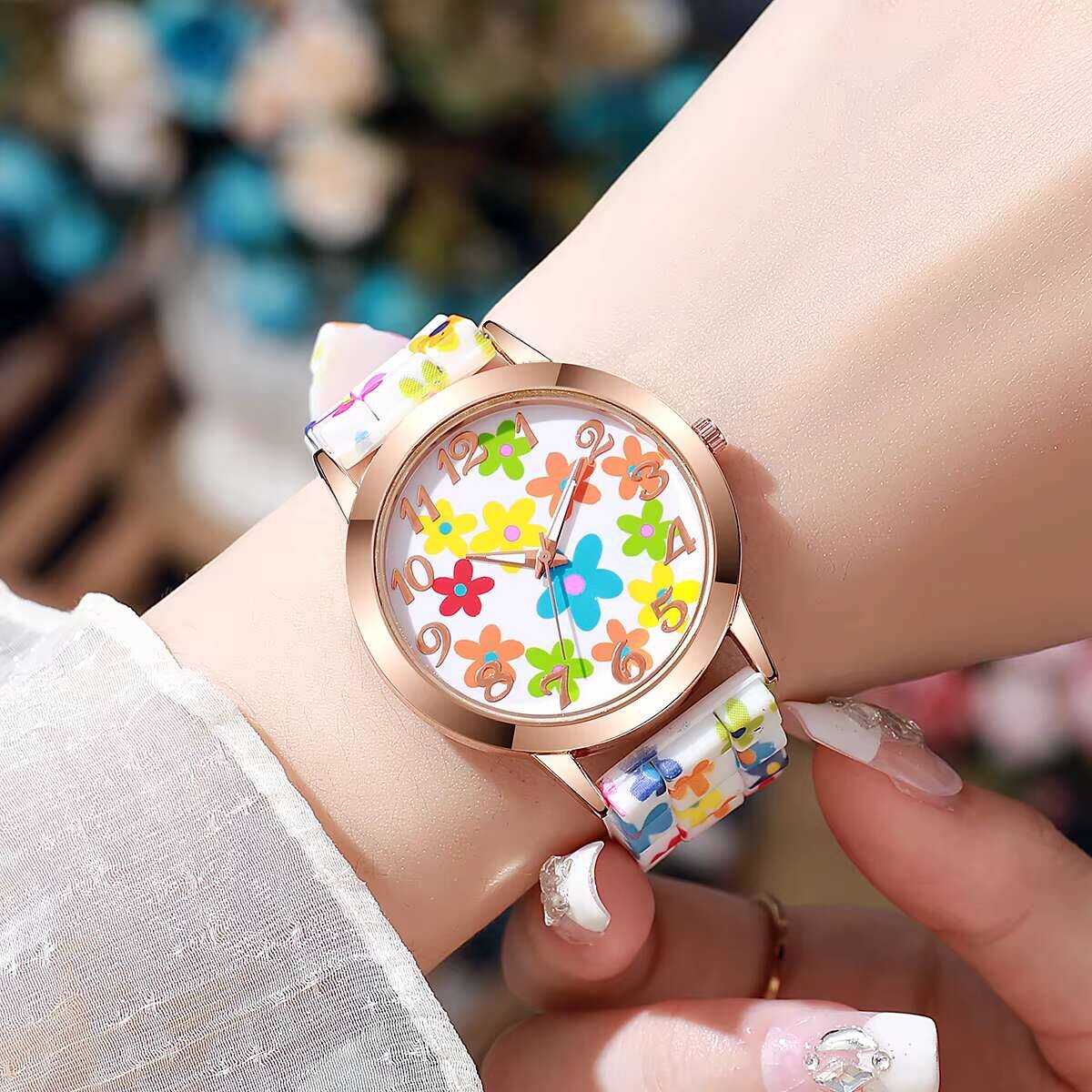 2PCS Fashion Flower Printed Wo - огляд і ціна Silicone Band Women