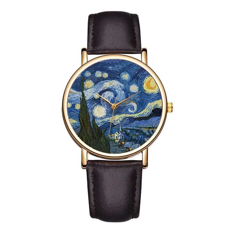Van Gogh Painting Dial Watches - огляд і ціна Leather Watch Band Men